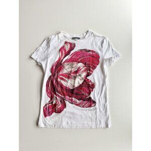 ALEXANDER MCQUEEN White 100% Cotton Jersey Tulip Logo Tee T-Shirt, Size 38/XS